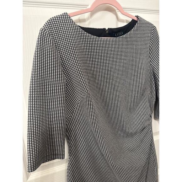 Lauren Ralph Lauren Womens Cierra Ruched Houndstooth Jacquard Sheath Dress, 16 - Picture 6 of 8